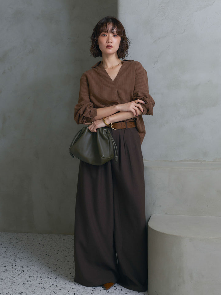 [予約]3タックワイドパンツ/brown