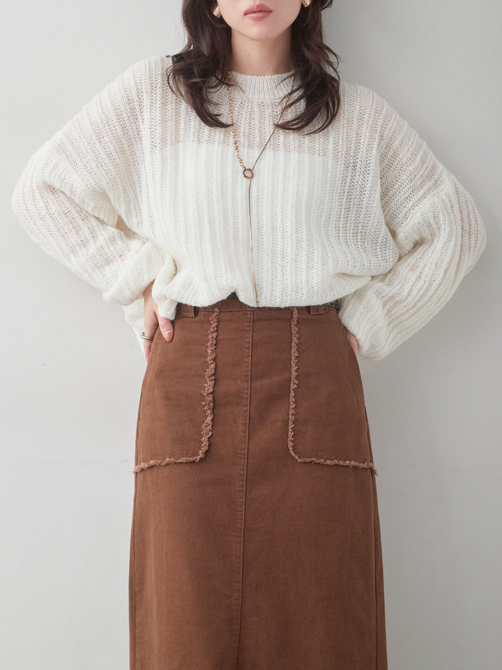 [予約]シアーリブドルマンニットトップス/white