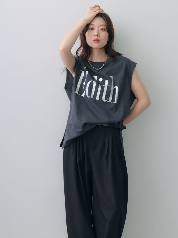 [予約]箔ロゴプリントノースリオーバーTEE/charcoal