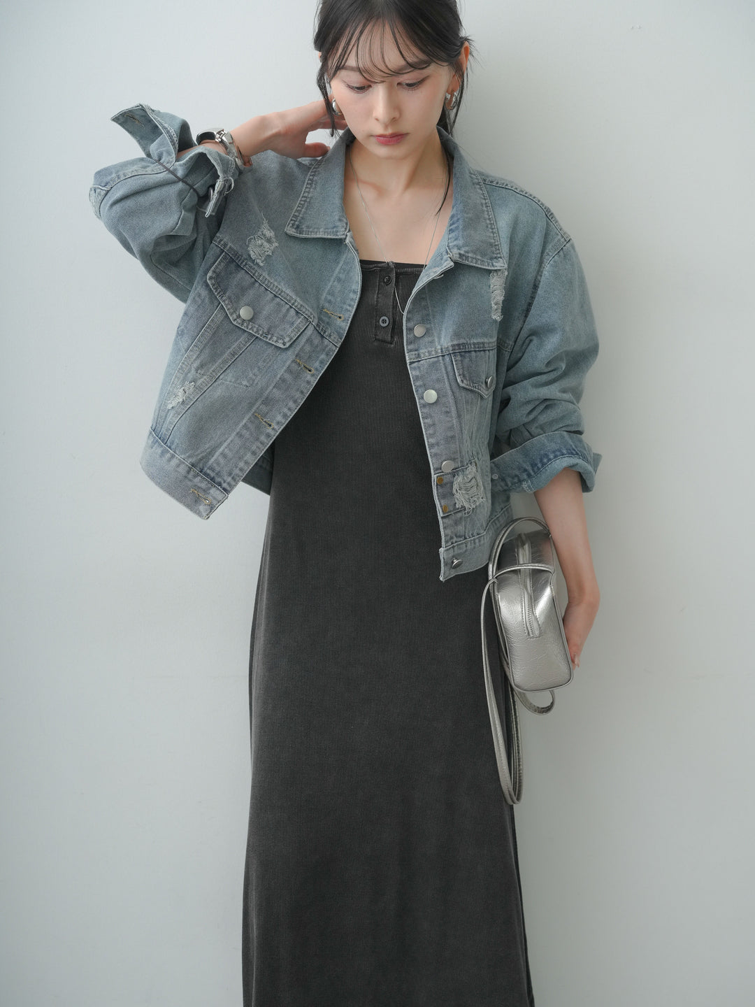 [予約]ピグメントヘンリーリブワンピース/chacoal