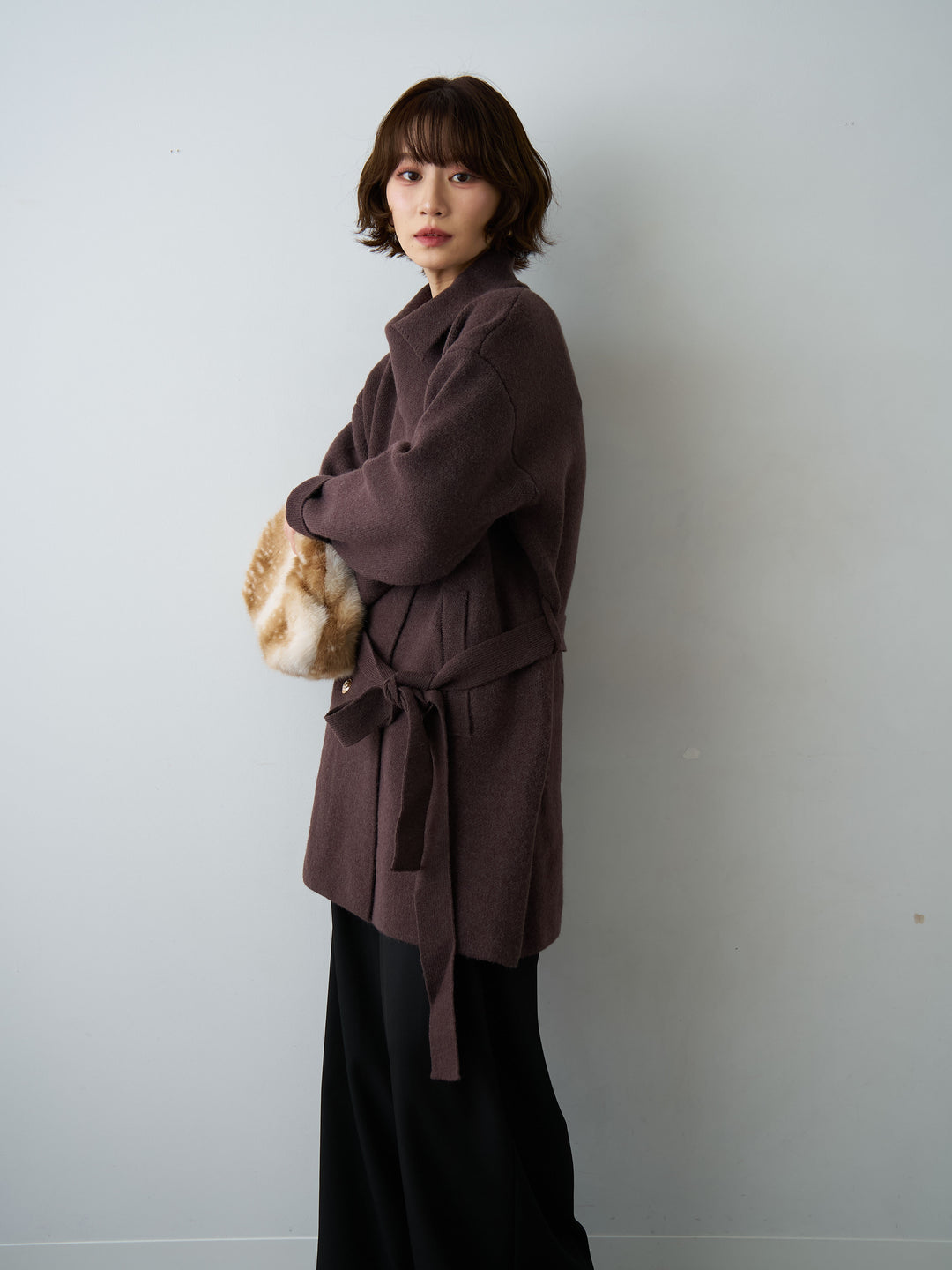 [SET]ゴールドボタンミディアムニットコート+ゴールドボタンミディアムニットコート(2set)