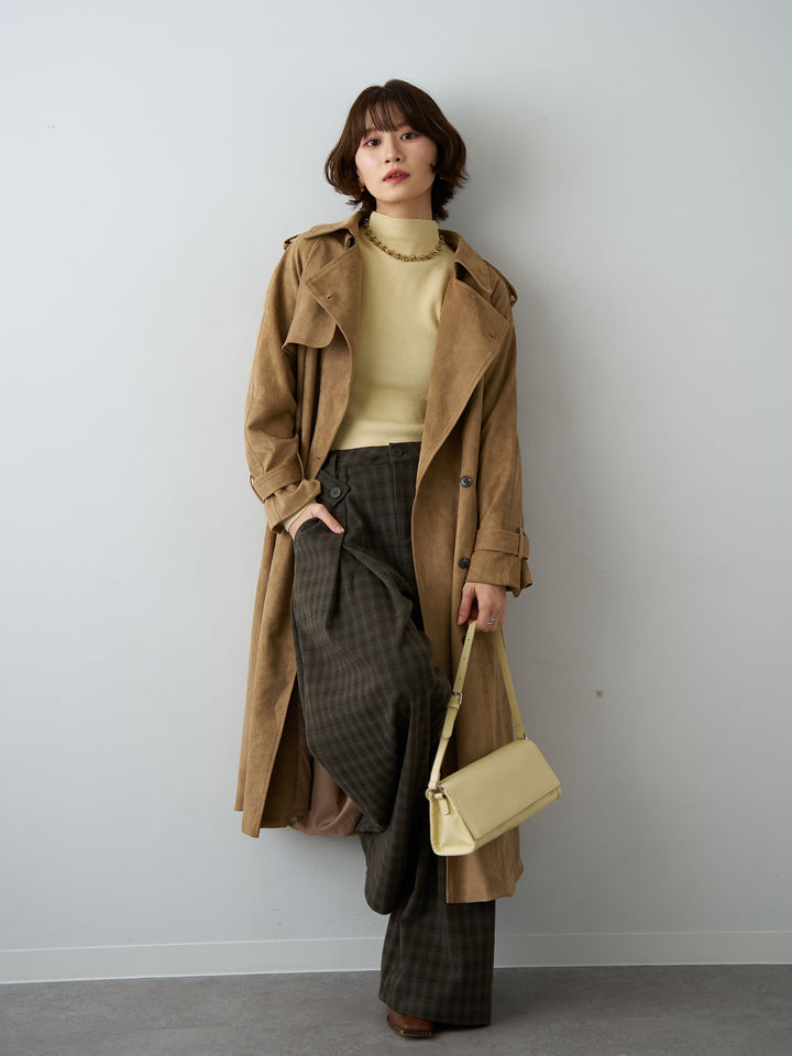[SET]スウェードタッチロングトレンチコート+選べるアクセセット(2set)