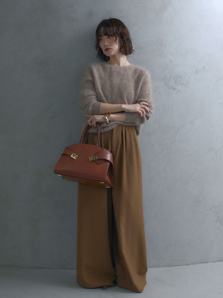 [予約]カシミア混クルーネックニットプルオーバー/camel