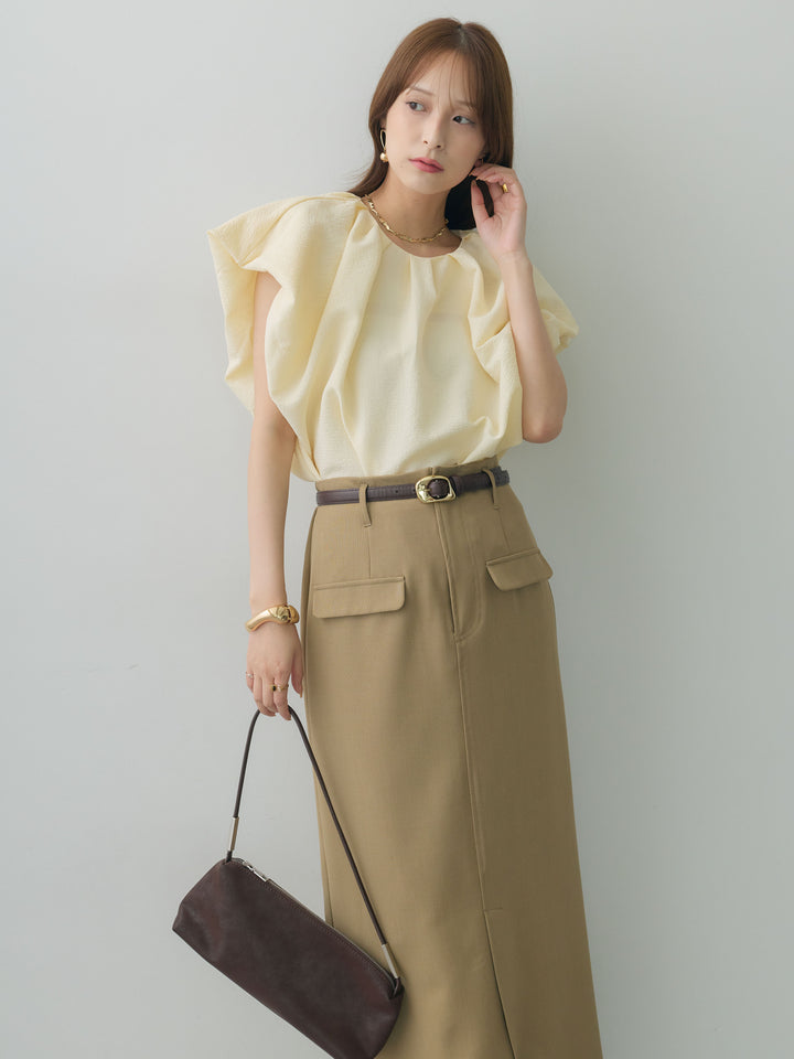[予約]フレンチタックバルーンブラウス/beige
