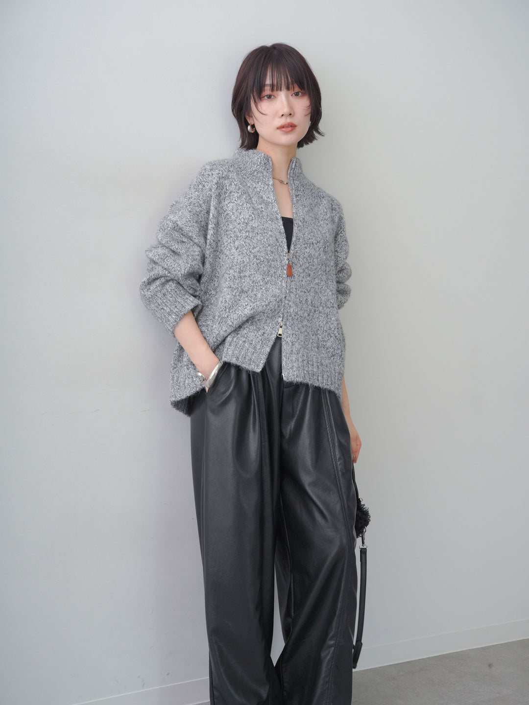 [SET]メランジダブルジップニットブルゾン+メランジダブルジップニットブルゾン(2set)