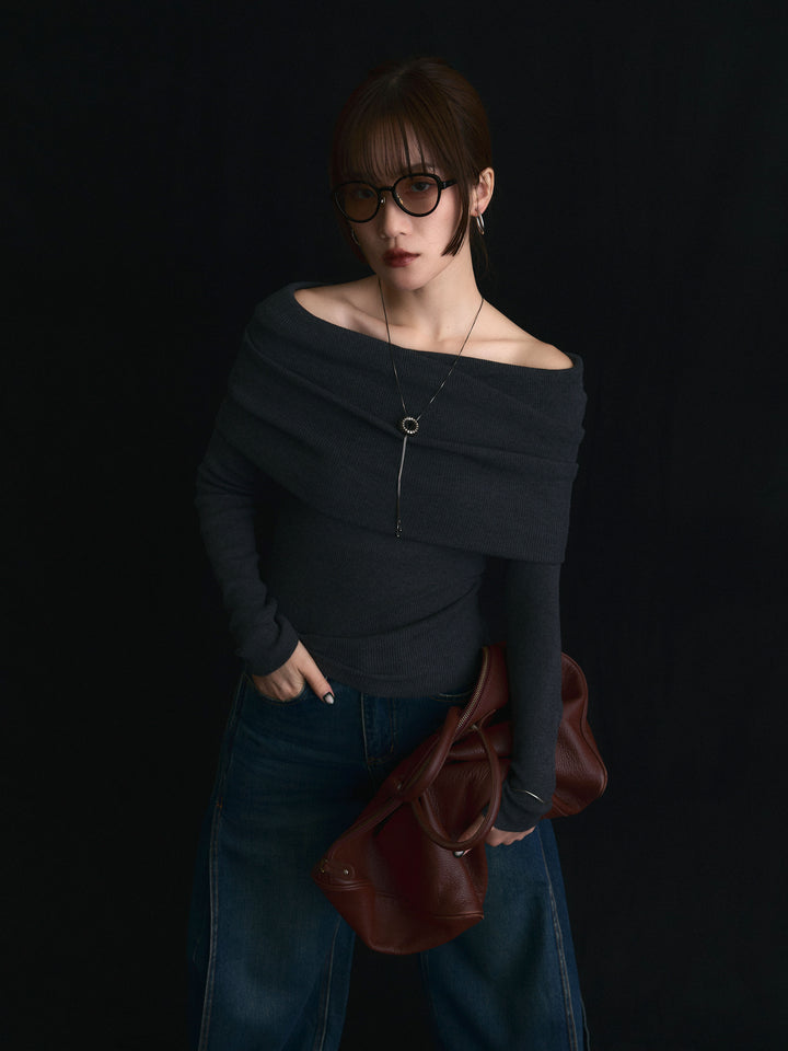 【Allure】[SET]オフショルニットトップス+オフショルニットトップス(2set)