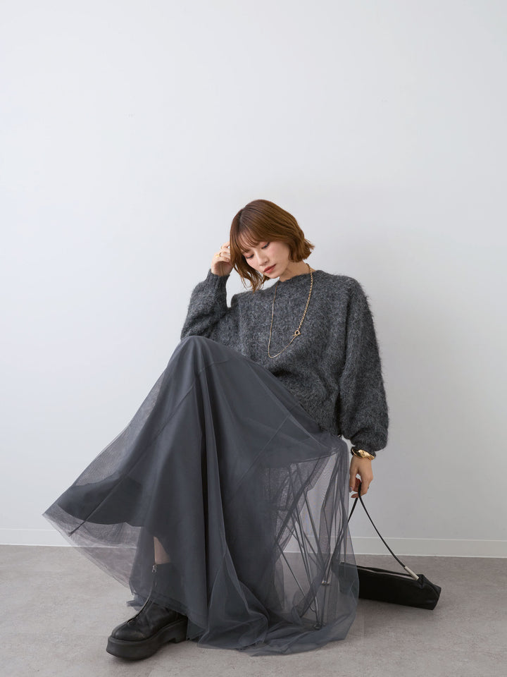 [予約]ソフトシャギーニットプルオーバー/heathercharcoal