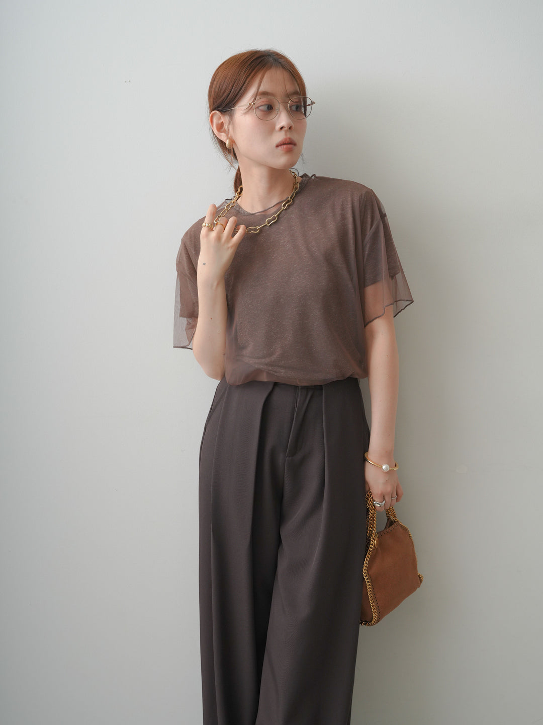 [予約]シアーチュールレイヤードTEE/brown