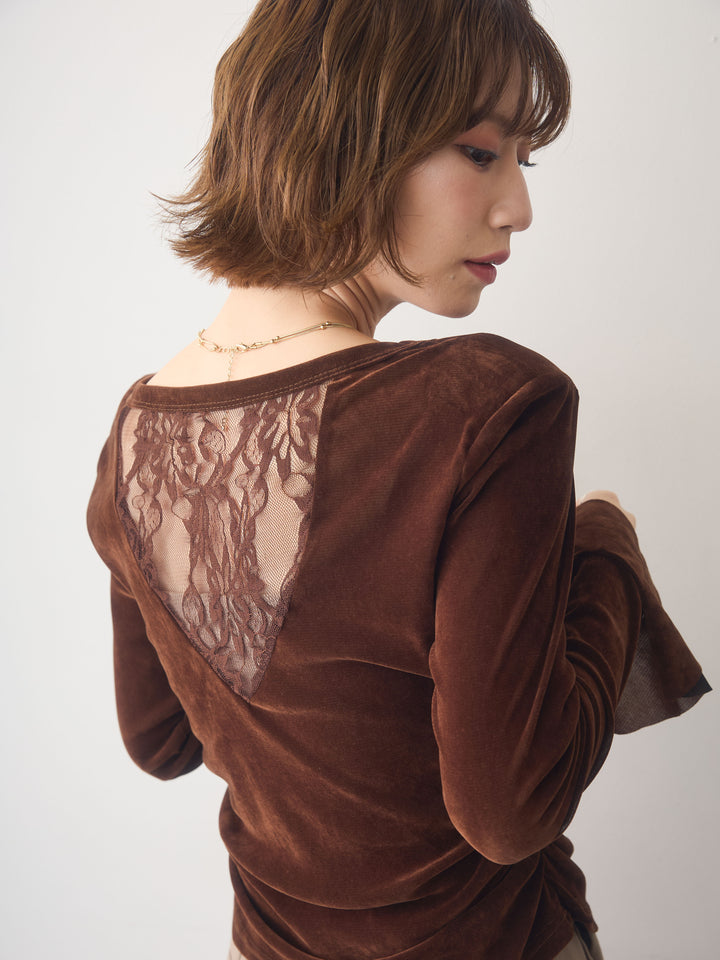 [SET]バックレースベロアトップス+バックレースベロアトップス(2set)
