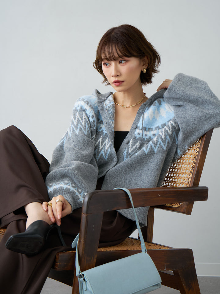 [SET]ノルディックフードカーディガン+選べるアクセセット(2set)