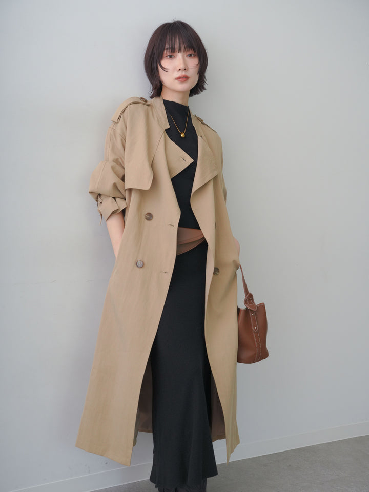[予約]ボトルネックスリムシェイプフレンチニットワンピース/black
