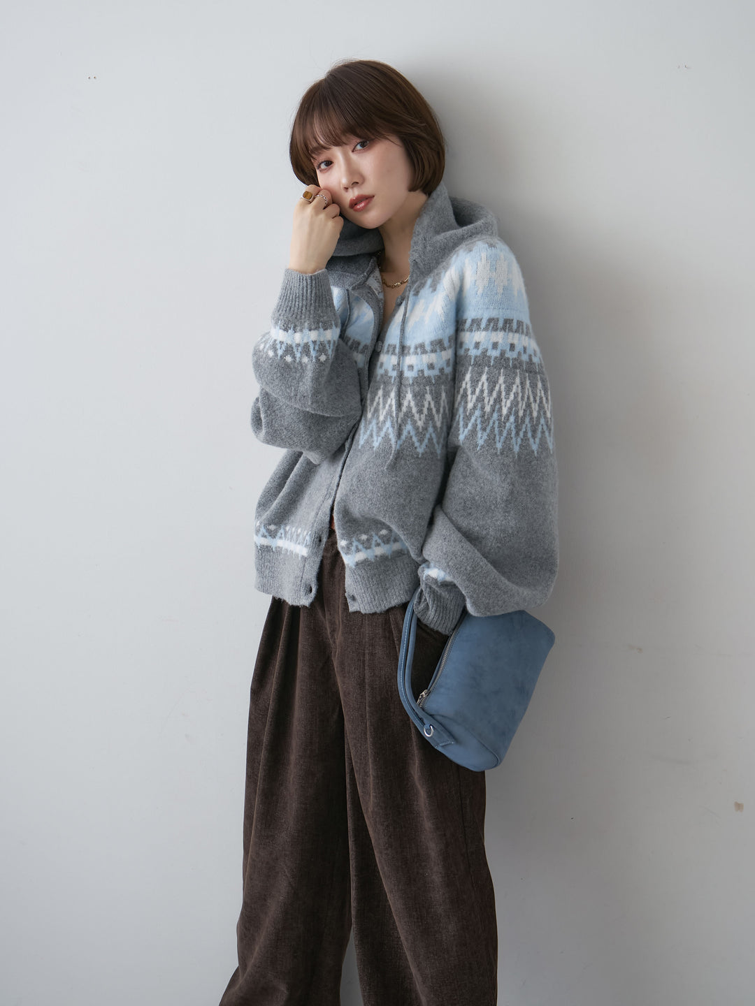 [SET]ノルディックフードカーディガン+選べるアクセセット(2set)