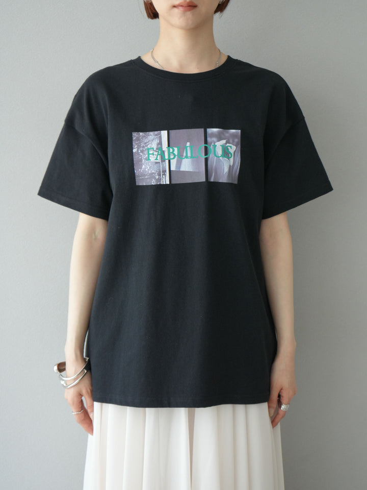 [予約]ネオンロゴコラージュフォトプリントオーバーTシャツ/オフ