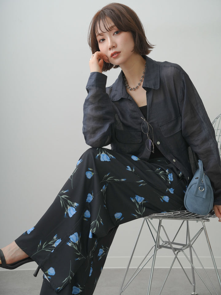 [予約]シアーWポケットオーバーシャツ/navy