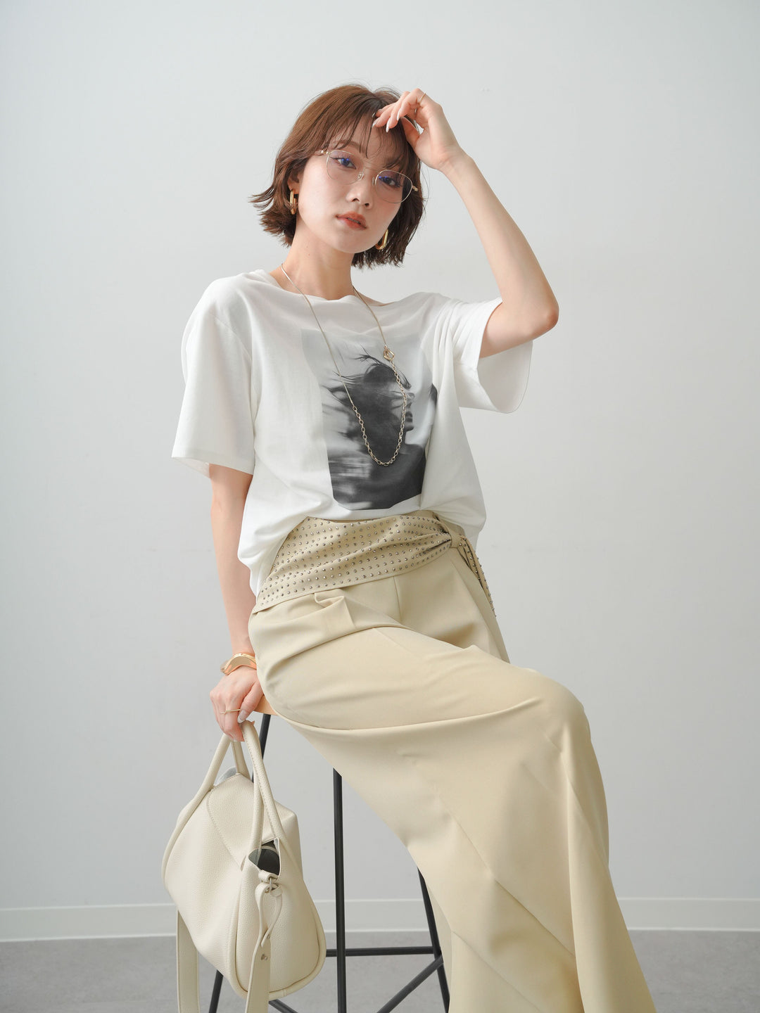 [予約]ワイドネックフォトTEE/white