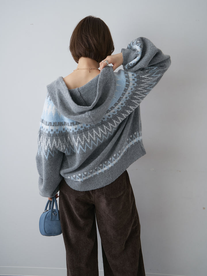 [SET]ノルディックフードカーディガン+選べるアクセセット(2set)