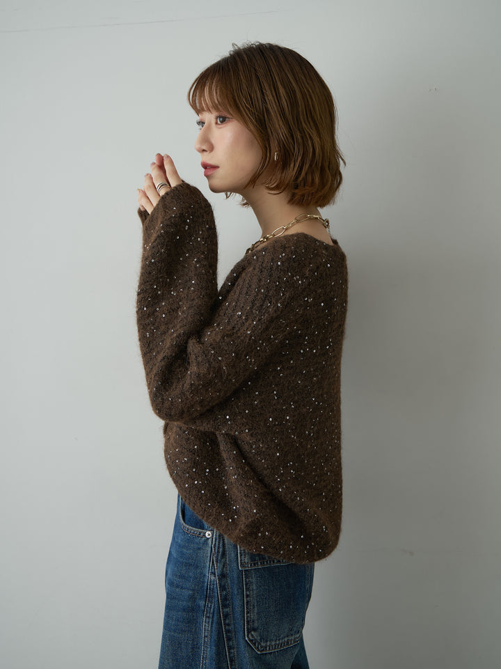 [SET]スパンコールデザインボタンカーディガン+スパンコールデザインボタンカーディガン(2set)