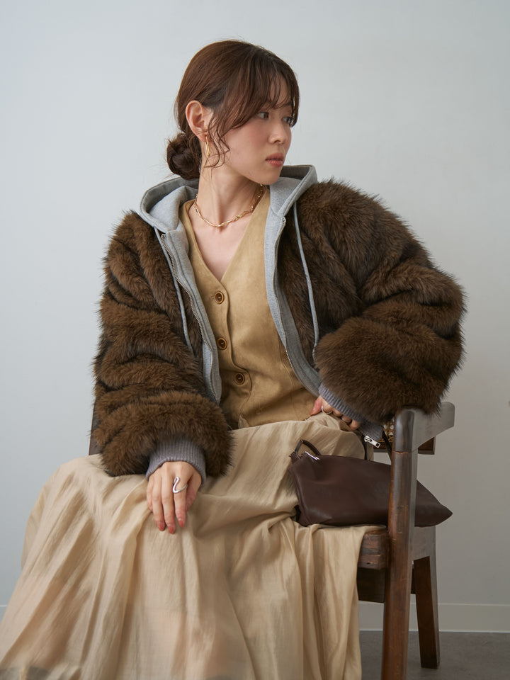 [SET]スウェードタッチ切り替えフレアワンピース+選べるアクセセット(2set)