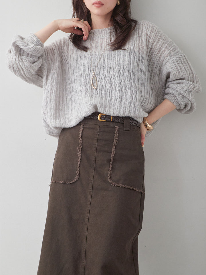[予約]シアーリブドルマンニットトップス/lightbeige