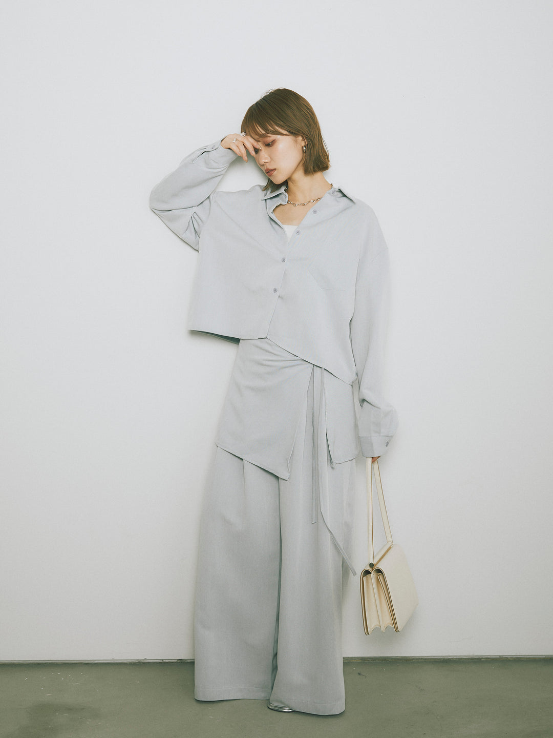 【Allure】[SET]ラップ付テンセルシャツSET UP +ラップ付テンセルシャツSET UP (2set)