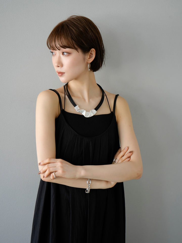 [Pre-order] NUANCE PLATE CORD NECKLACE/SILVER