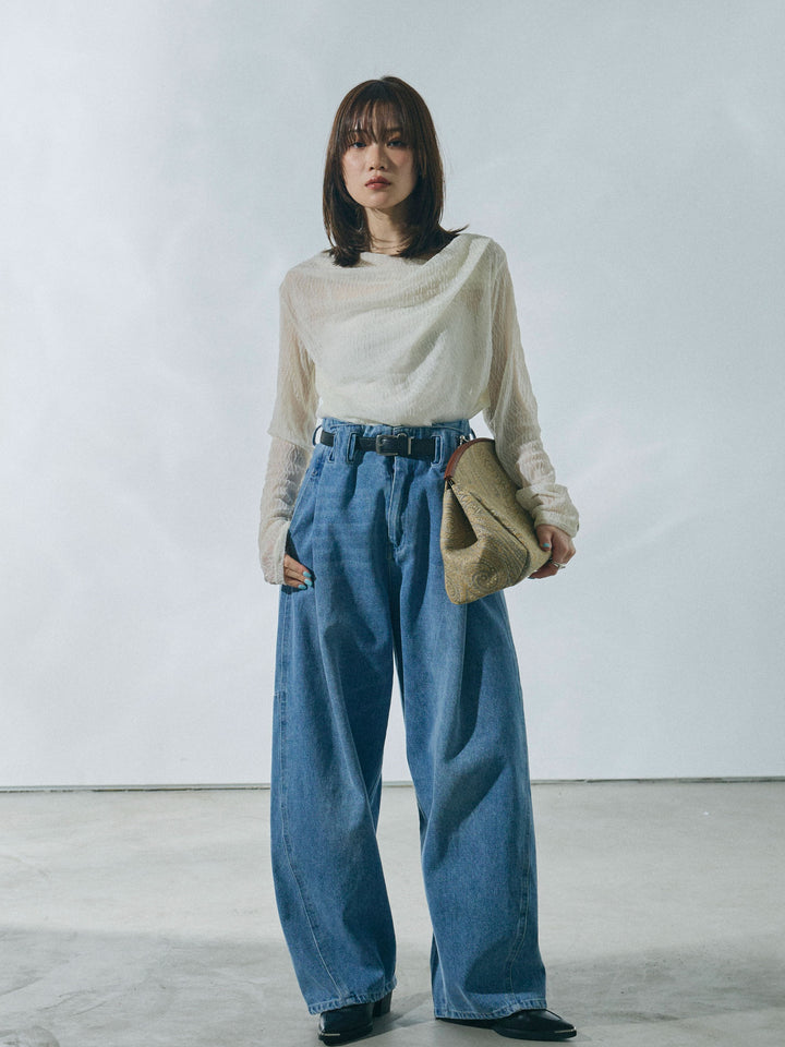 [予約]ストレッチレースドレープトップス/offwhite