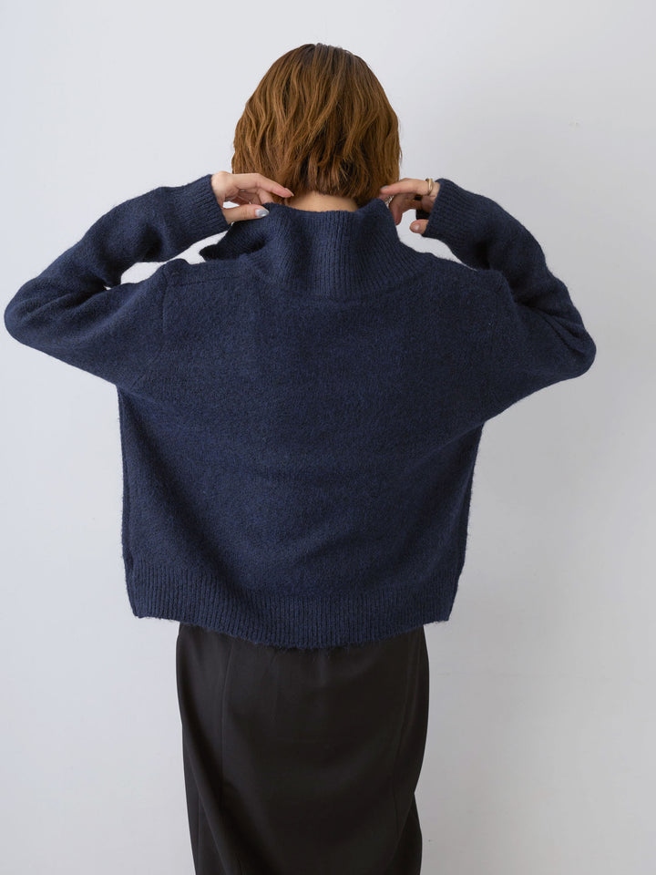 [予約]ナポレオンジップニットカーディガン/navy