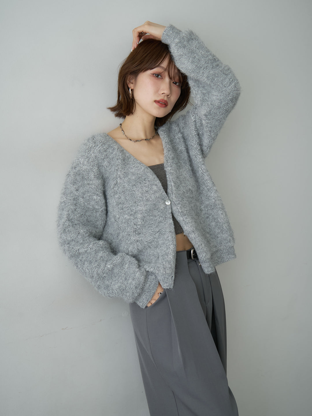 [SET]ブークレクロップニットカーディガン+ブークレクロップニットカーディガン(2set)
