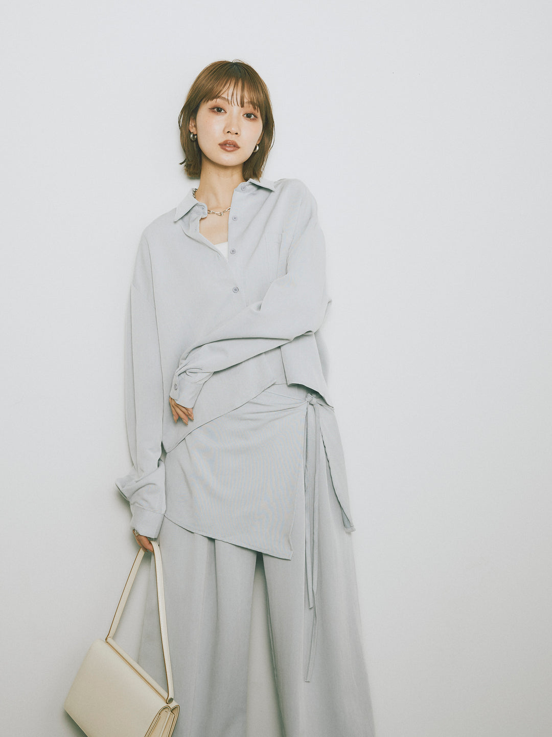 【Allure】[SET]ラップ付テンセルシャツSET UP +ラップ付テンセルシャツSET UP (2set)