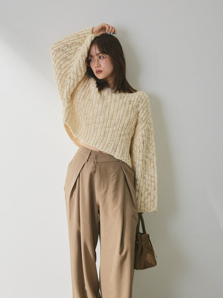 [予約]クロップドチャンキースラブニットプルオーバー/ivory
