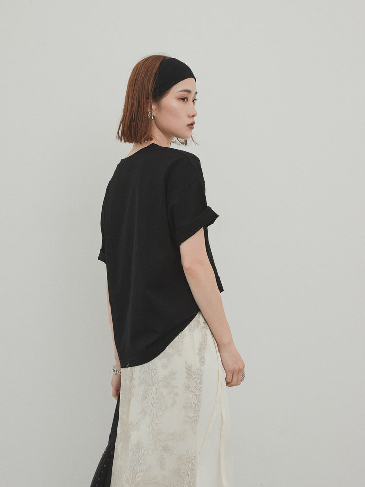 [予約]箔プリントドライタッチコットンTEE /ブラック