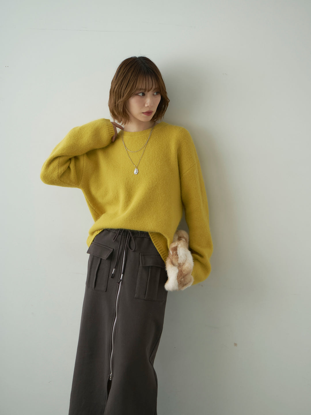 [予約]ソフトシャギークルーネックプルオーバー/yellow