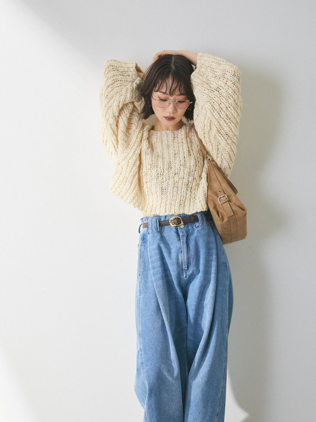 [予約]クロップドチャンキースラブニットプルオーバー/ivory