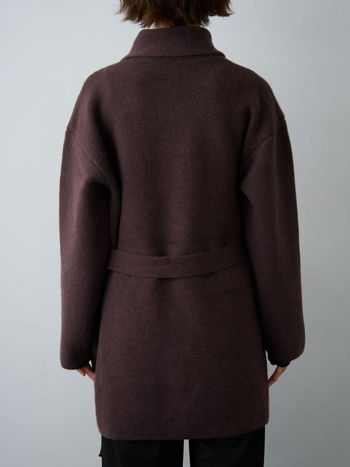 [予約]ゴールドボタンミディアムニットコート/brown