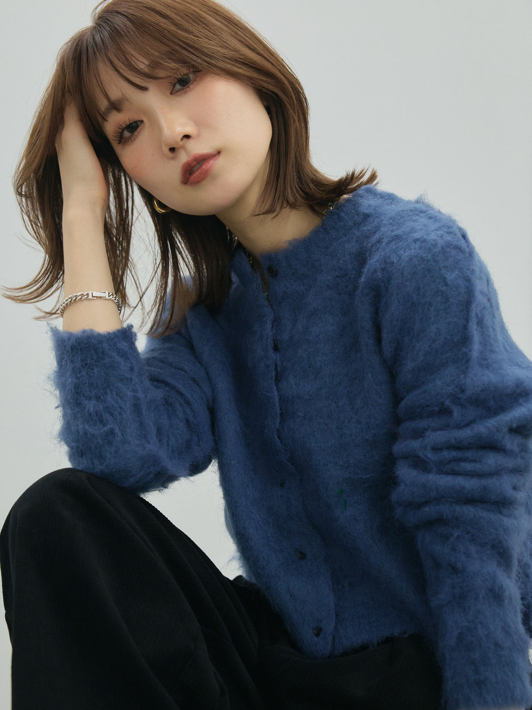 【Allure】[SET]モヘアタッチクロップドニットプルオーバー+モヘアタッチクロップドニットプルオーバー(2set)