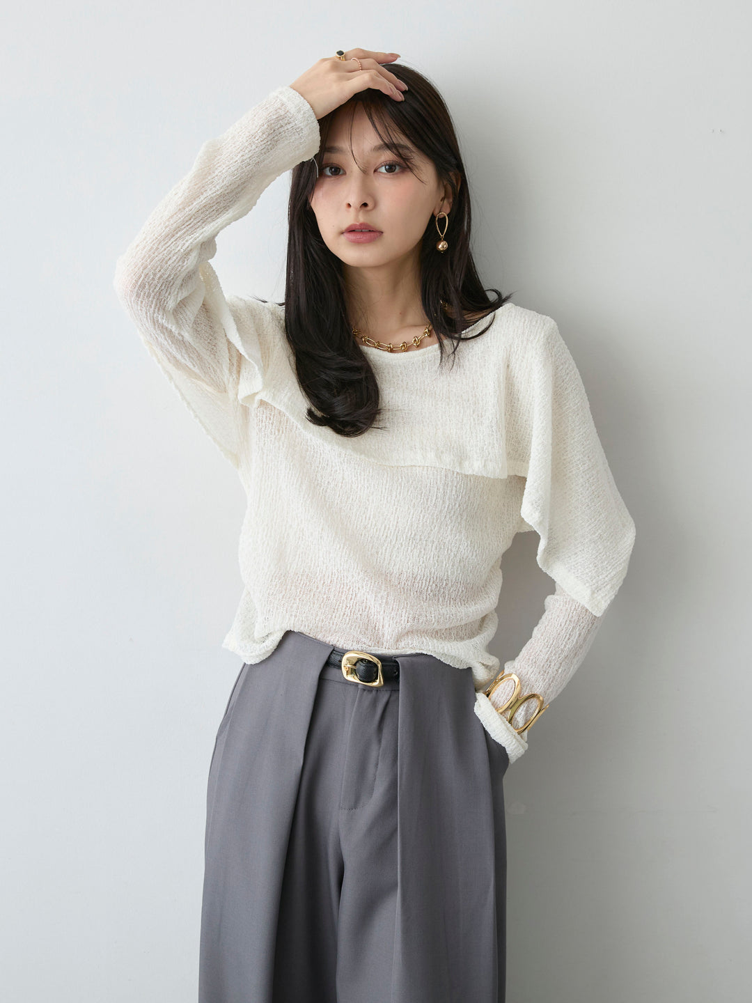 [予約]レースケープデザイントップス/beige
