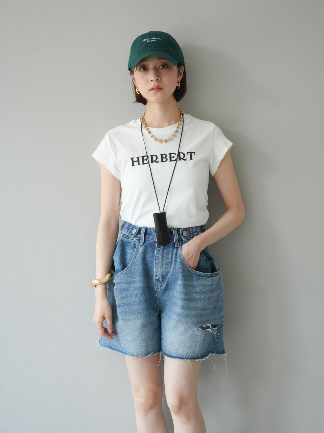 [予約]メッセージロゴ刺繍CAP/グリーン