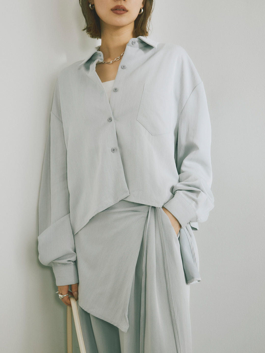 【Allure】[SET]ラップ付テンセルシャツSET UP +ラップ付テンセルシャツSET UP (2set)