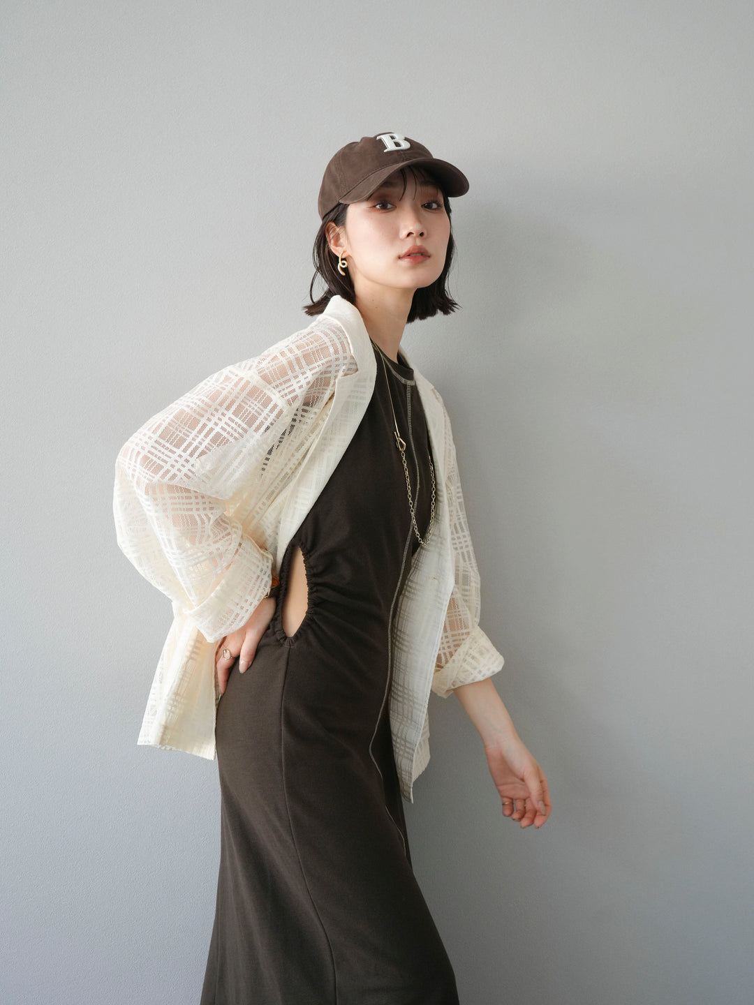 [予約]Bロゴ刺繍CAP/ブラウン