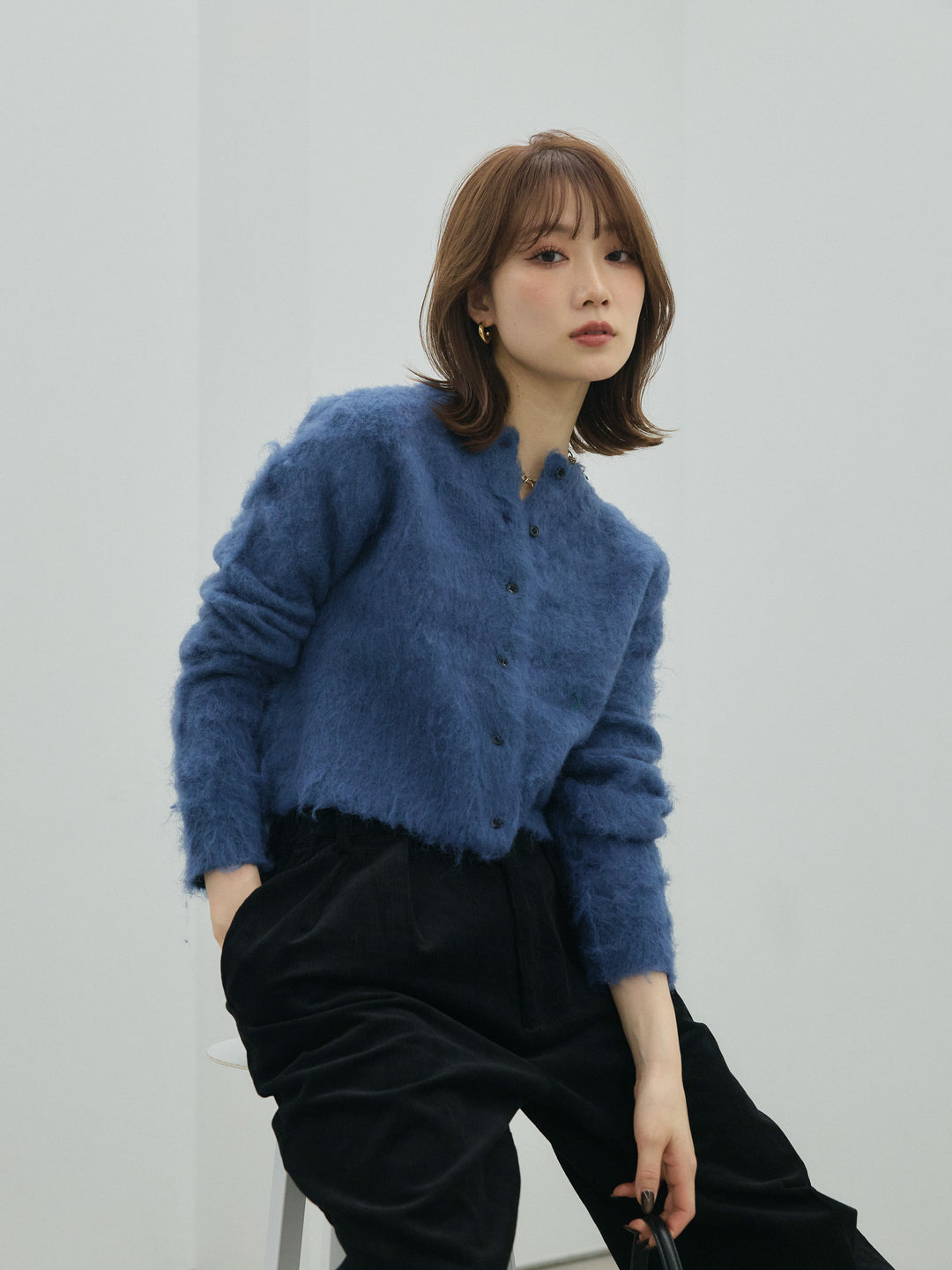 【Allure】[SET]モヘアタッチクロップドニットプルオーバー+モヘアタッチクロップドニットプルオーバー(2set)