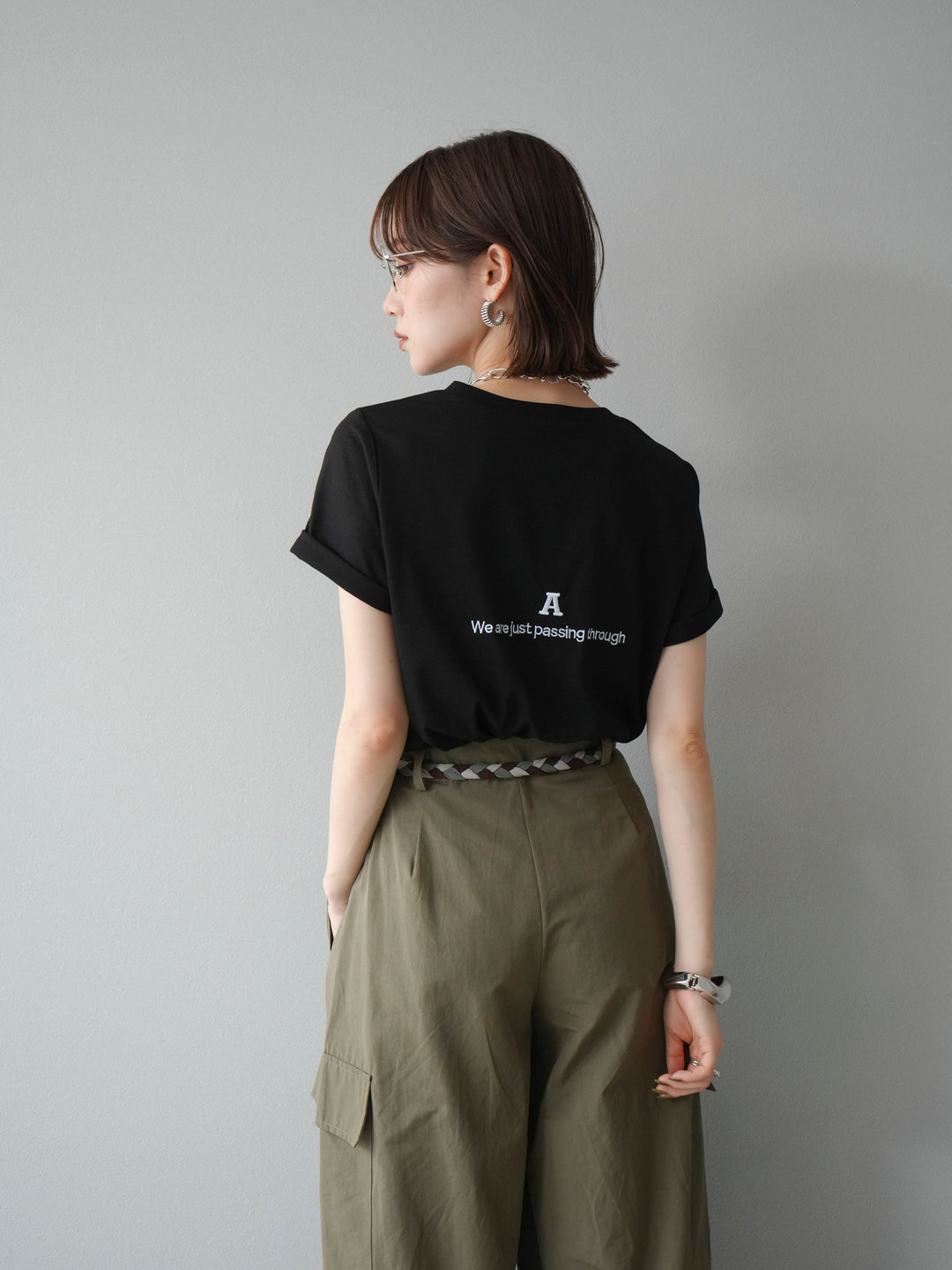[予約]ロゴ刺繍Tシャツ/ブラック