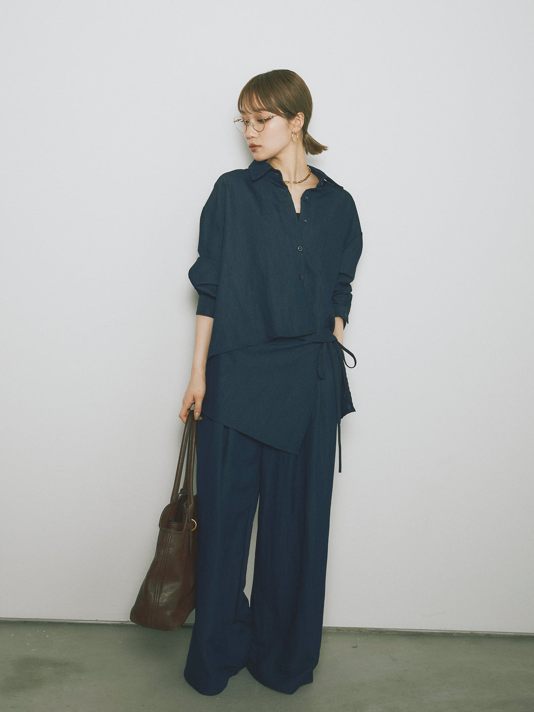 【Allure】[SET]ラップ付テンセルシャツSET UP +ラップ付テンセルシャツSET UP (2set)
