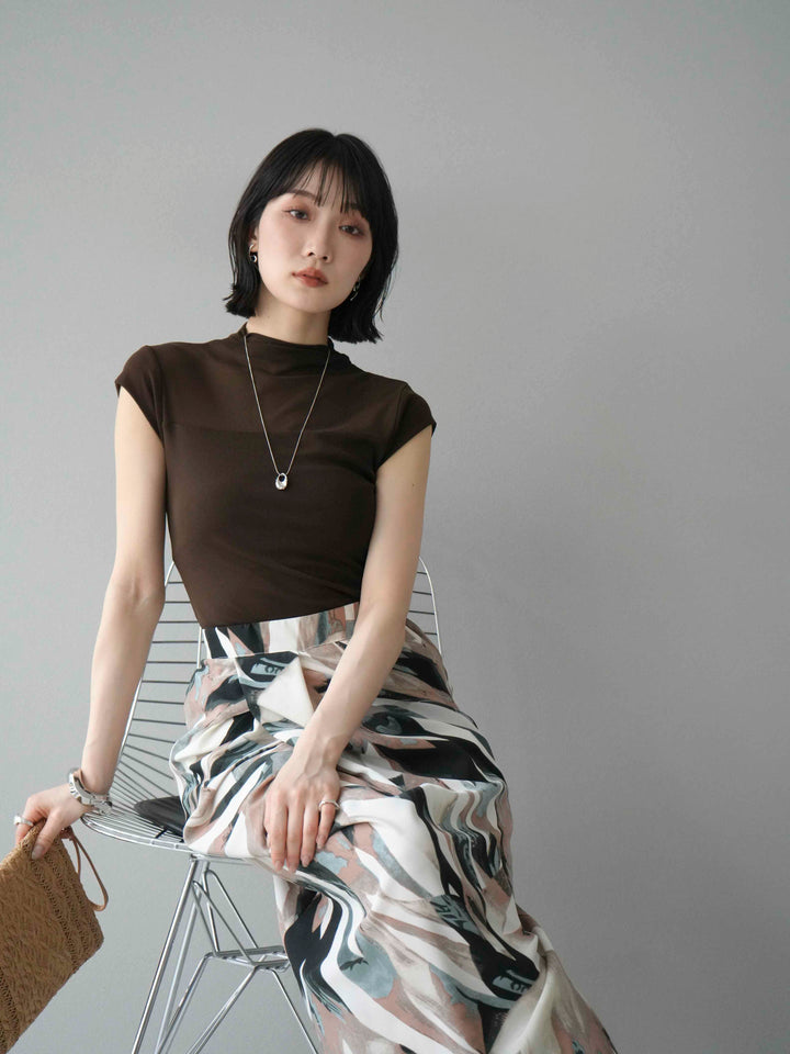 [Pre-order] Sheer Switching Stretch Top/Black