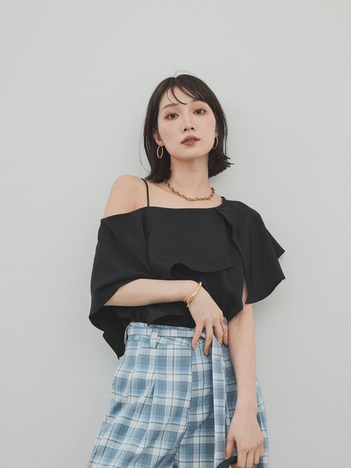 [SET]ワンショルラッフルブラウス+ワンショルラッフルブラウス(2set)