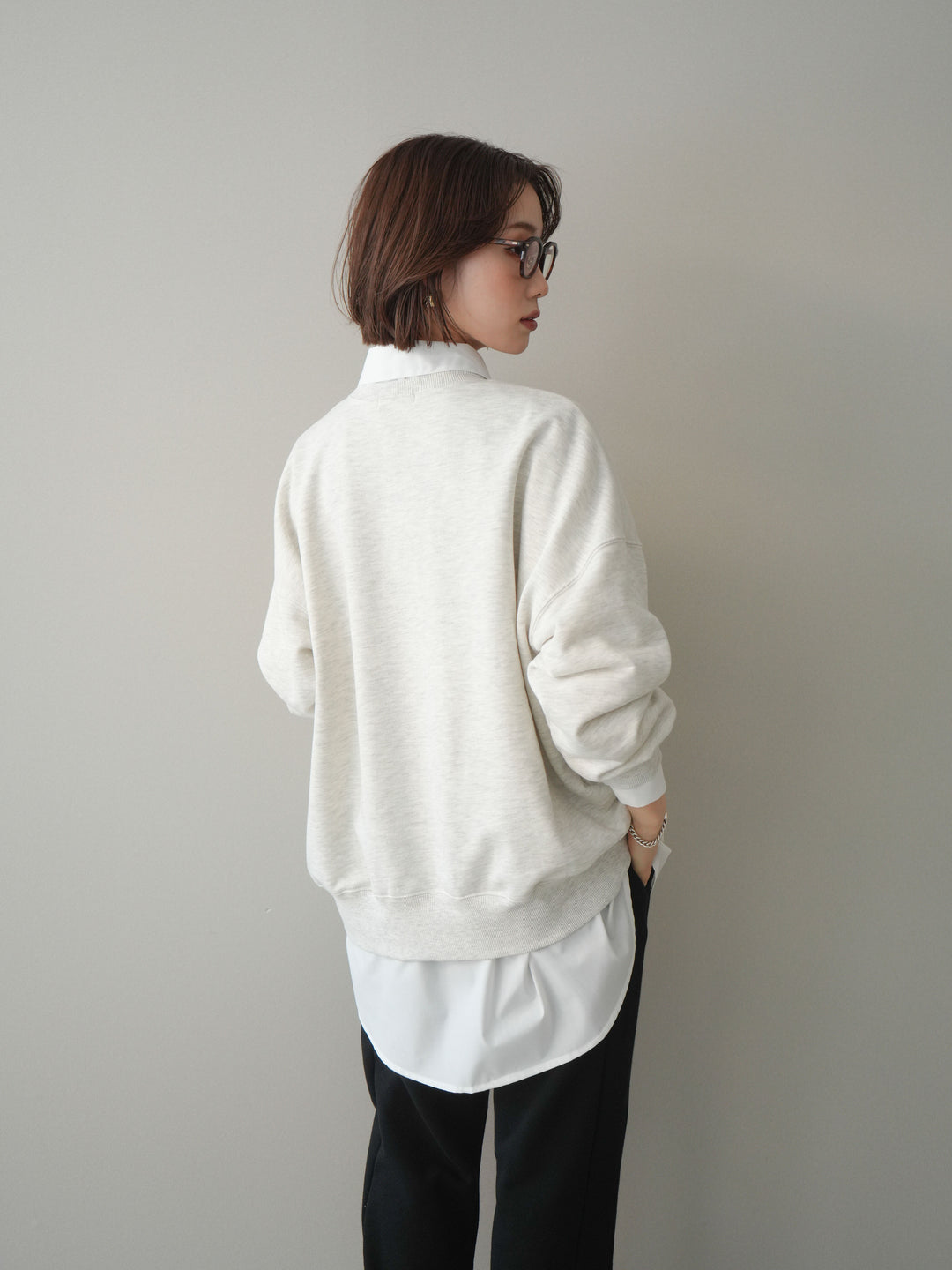 [予約]カレッジロゴ刺繍BIGスウェットプルオーバー/lightgray