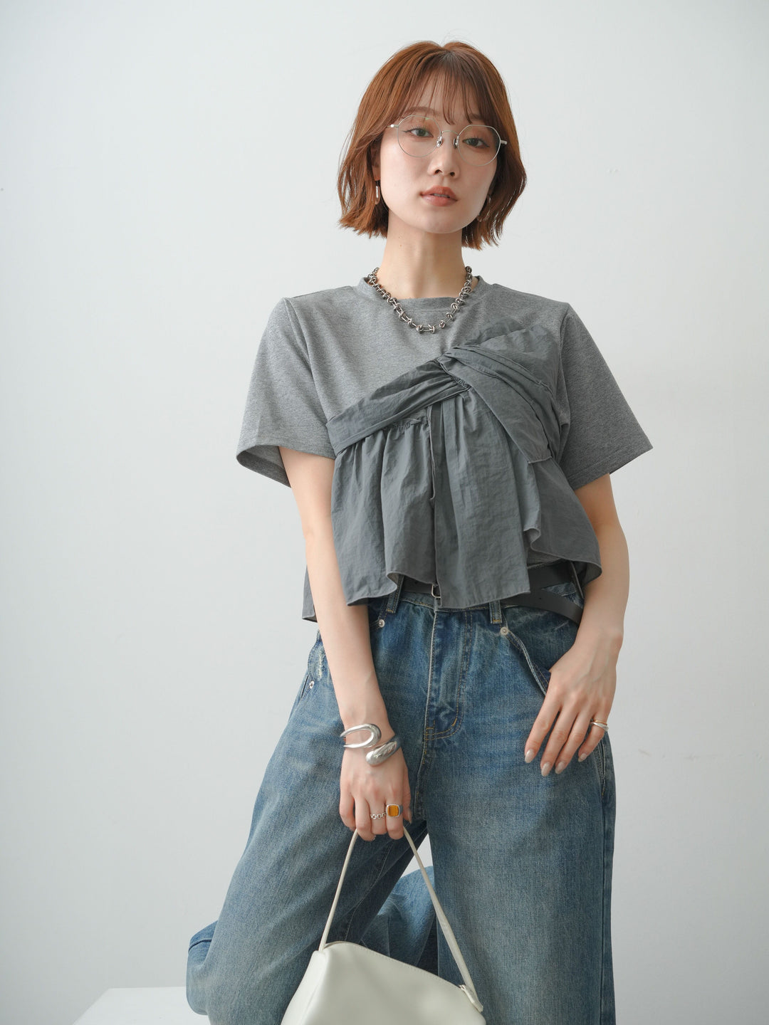 [SET]ナイロンドッキングツイストTEE +選べるアクセセット(2set)