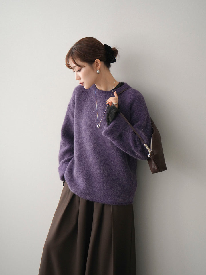 [予約]アンゴラタッチクルーネックニットプルオーバー/purple