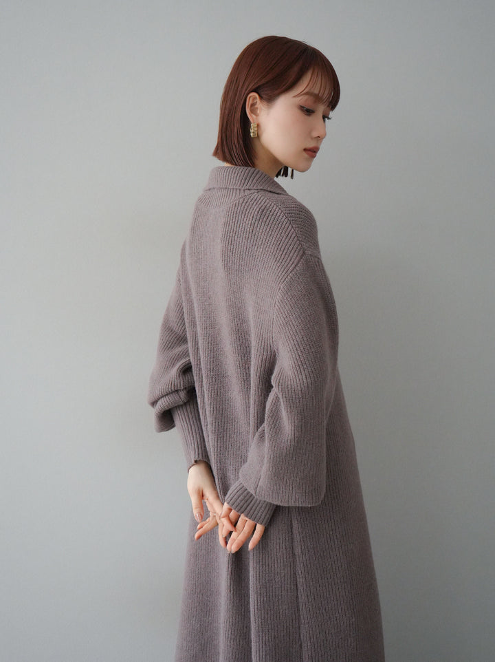 [Pre-order] Long turtleneck knit cardigan/mocha