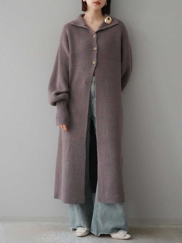 [Pre-order] Long turtleneck knit cardigan/mocha