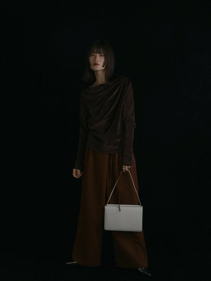 [予約]シアーベロアタックデザイントップス/ブラウン